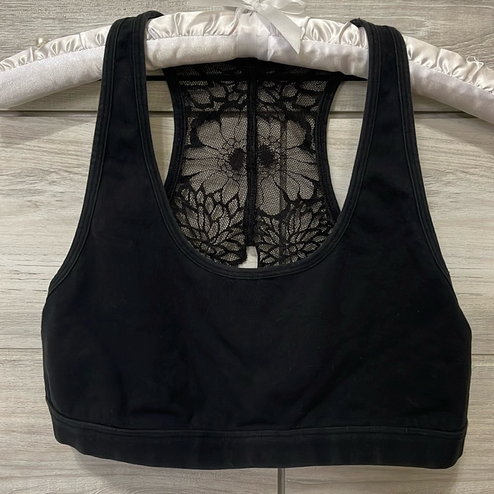 Victoria’s Secret Pink Crop Haut Court Black Lace Back Bralette